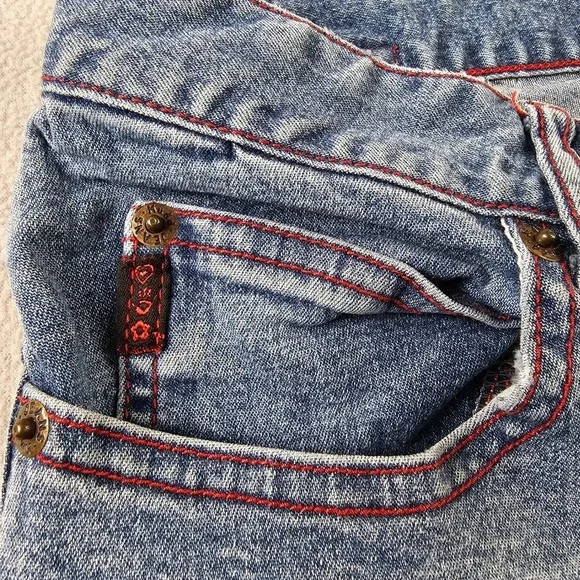 Y2K Mudd Jeans Bell Bottom Flare Denim pant Women's 28 Blue Wash Snap Button‎ - Picture 13 of 17